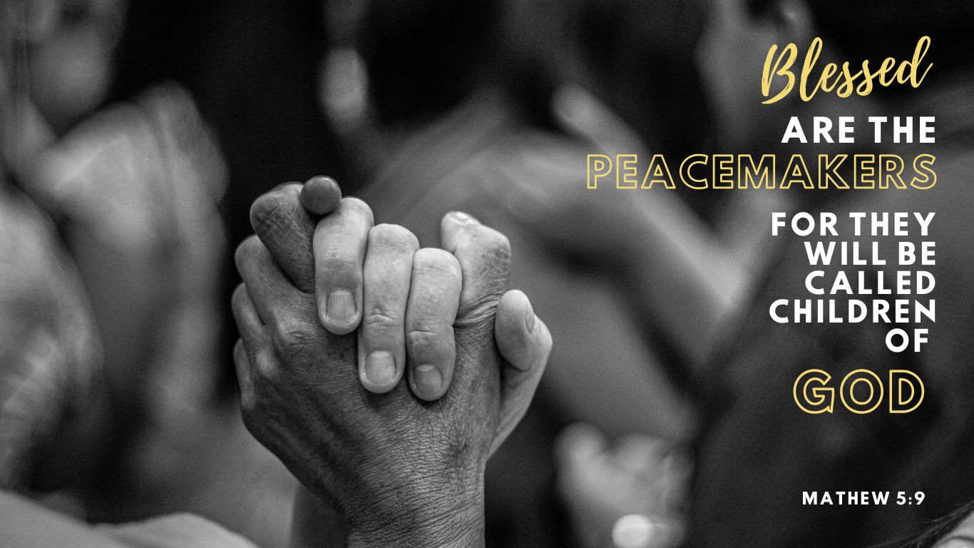 Hands jpoin hands with mathew 5:9 scripture