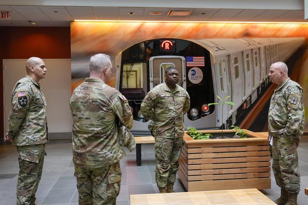 Military on the subway : National Guard
