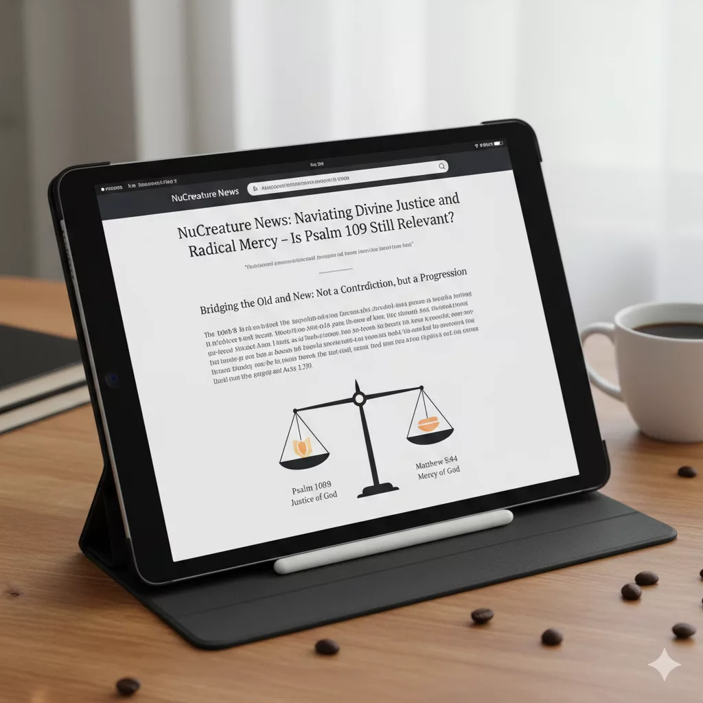 Psalm 109 on an iPad screen sitting on a table